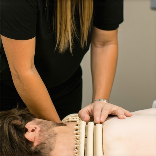 Chiropractic spinal mobilization therapy Chiropractic therapist performing spinal mobilization