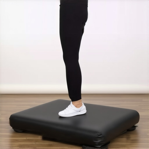 Individual practicing balance exercises for better posture in a clinical environment