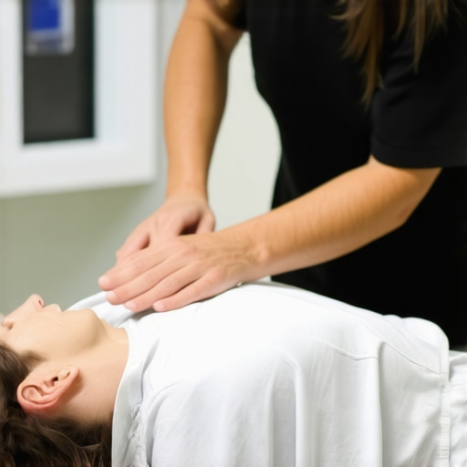 Chiropractor performing spinal adjustment on a patient