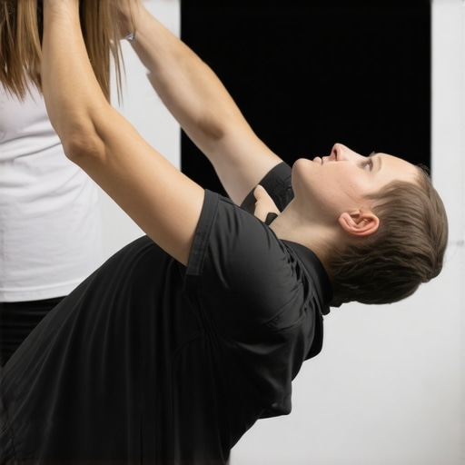 Chiropractor assisting a patient with mobility exercises to improve posture