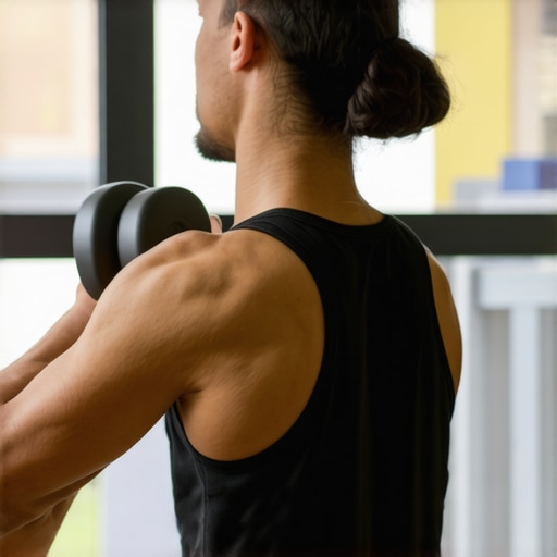 Effective Foam Rolling Technique for Posture Person rolling foam roller along upper back to relieve tension