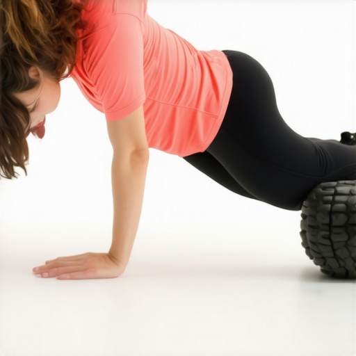 Individual using foam roller to improve spinal flexibility and joint mobility.