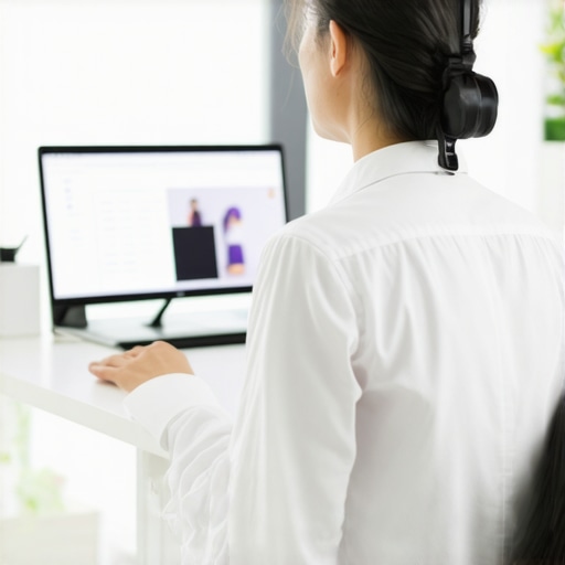 Individual wearing a posture correction device at a desk, demonstrating proactive posture management.