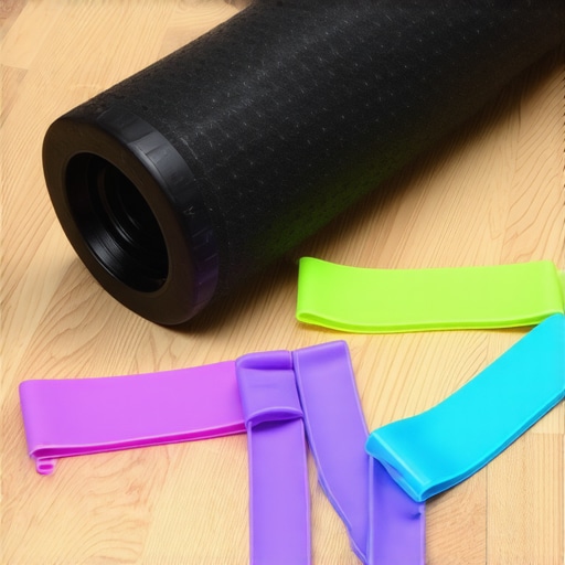 Mobility Tools for Long-Term Posture Care Foam roller and resistance bands used for maintaining posture and mobility.