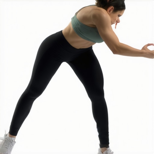 Person demonstrating hip hinge, glute lifts, and torso twists to enhance posture and hip mobility.