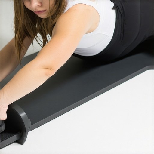 Mobility exercises for posture improvement A person using a foam roller and performing stretches at a ergonomic desk