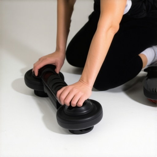 Mobility sliders aiding spinal health A person performing mobility exercises with sliders to enhance joint flexibility