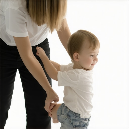 Parent lifting toddler correctly with hips and knees bent, maintaining straight back