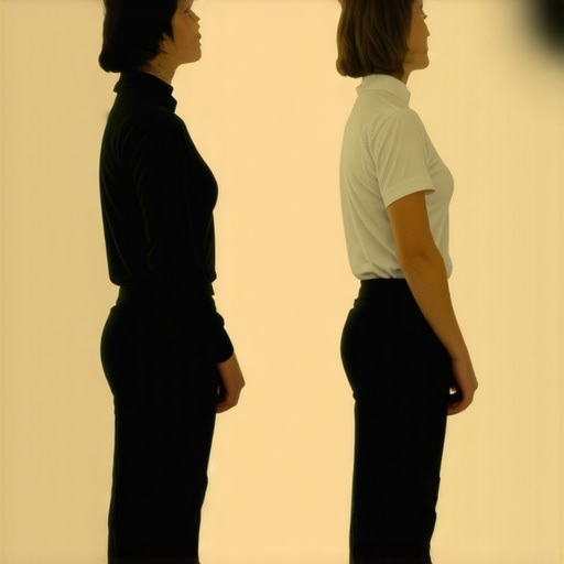 Person standing against wall performing yoga wall test to assess spinal alignment.