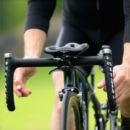 A person adjusting the height and angle of their bike seat with tools