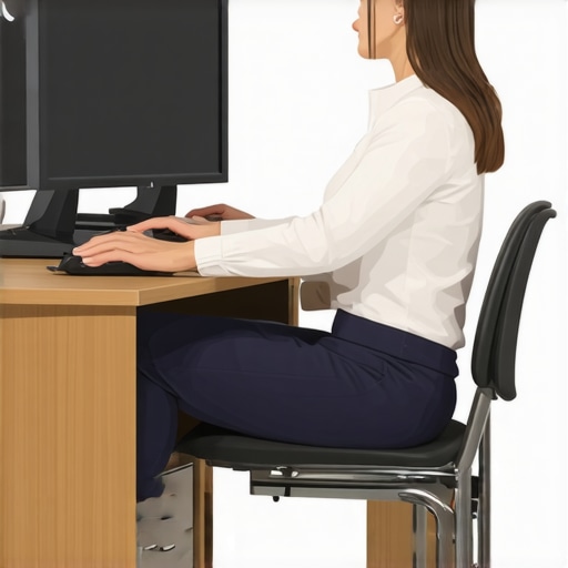 Person doing mobility stretches at their desk to improve posture and reduce back stiffness