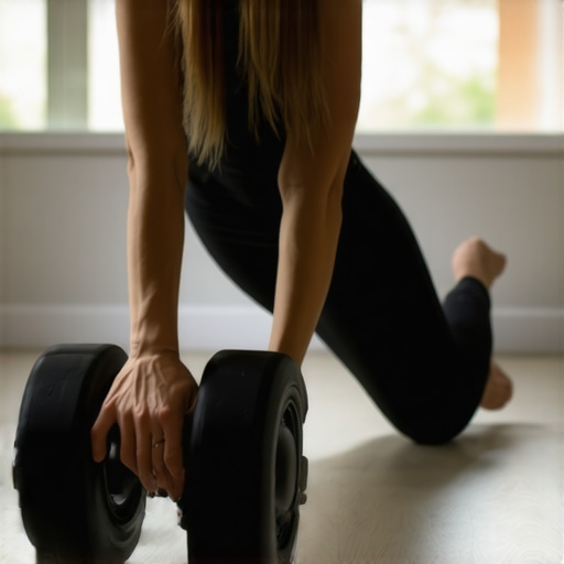 Foam rolling for mobility Individual performing foam rolling exercises on calves and foot arches for improved posture.