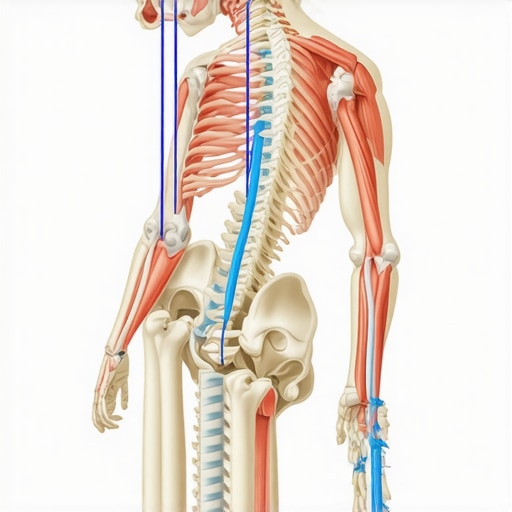 Diagram illustrating comprehensive posture correction strategies including mobility exercises, strengthening, and chiropractic adjustments.