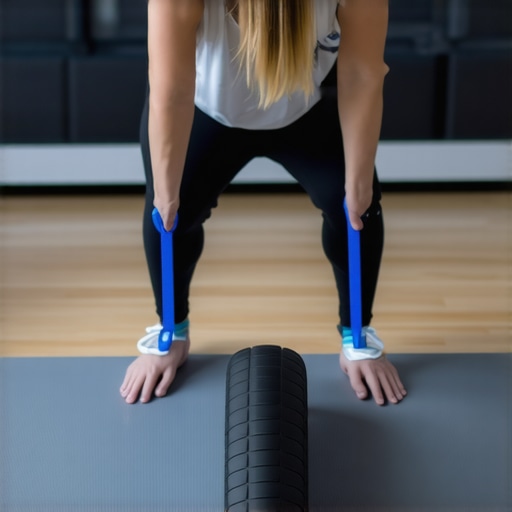 Mobility Tools for Posture Support Individual using foam roller and resistance bands to improve posture and mobility.