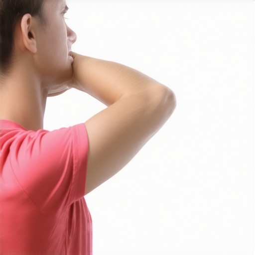 Person doing safe neck stretches sitting upright
