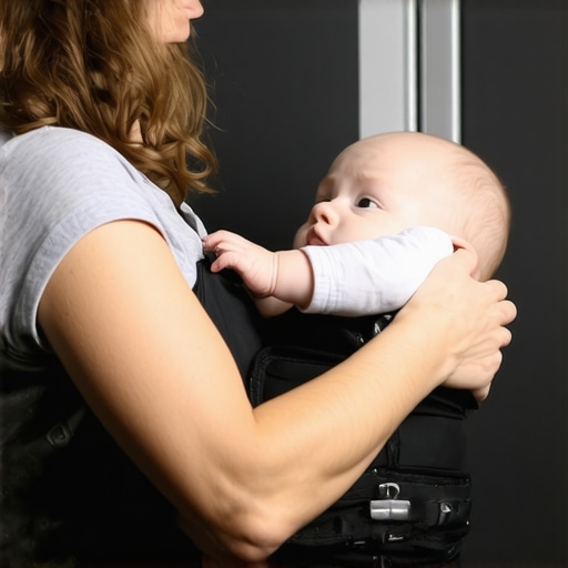 Proper Baby-Holding Posture Mother demonstrating ergonomic baby-holding position to prevent back strain