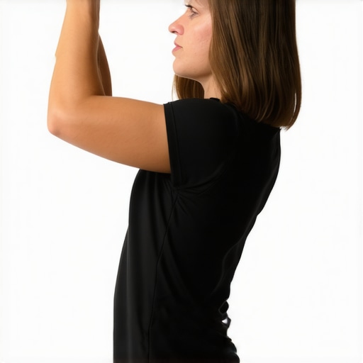 Person performing wall slide exercise to improve shoulder flexibility and posture.
