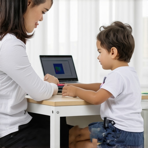 Parent helping a child set up an ergonomic workspace for better posture