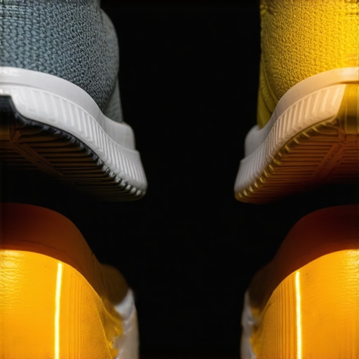 Analyzing shoe wear patterns for spinal health Comparison of even and uneven shoe sole wear showing postural misalignment.