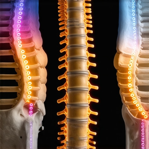 Anatomical view showing the connection between the ribs and the thoracic vertebrae to illustrate spinal mobility.