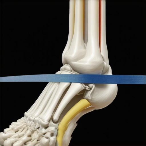 Diagram of a banded ankle distraction exercise to clear the talus bone for better squat depth.
