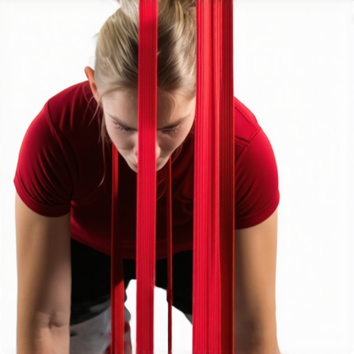Close up of a resistance band used for ankle joint mobilization to improve squat depth.