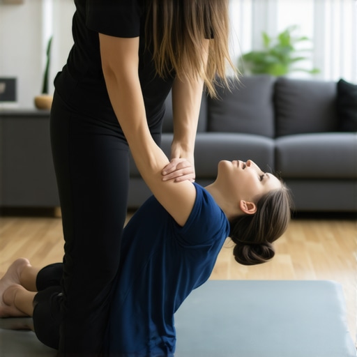 Checking for Nerve Tension in the Lower Back A person performing a straight leg raise test on a yoga mat to check for disc-related back pain.