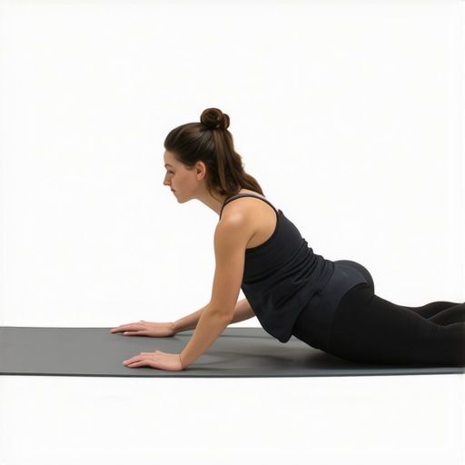 A person demonstrating the couch stretch against a wall to relieve tight hip flexors and knee pain.