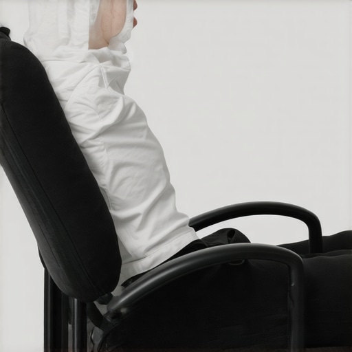 Properly positioned lumbar roll supporting the lower back curve