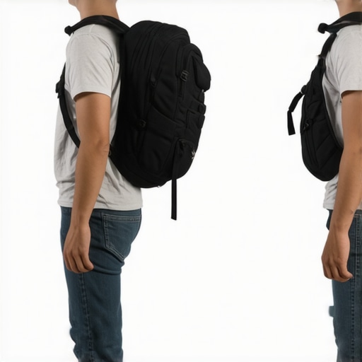 Correct vs Incorrect Backpack Posture Diagram comparing bad backpack habits with healthy spinal alignment for teenagers.