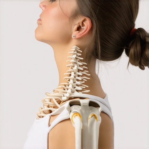 Correcting Forward Head Posture with Wall Resets An illustration showing a person performing a chin tuck and wall reset to correct forward head posture and improve balance.