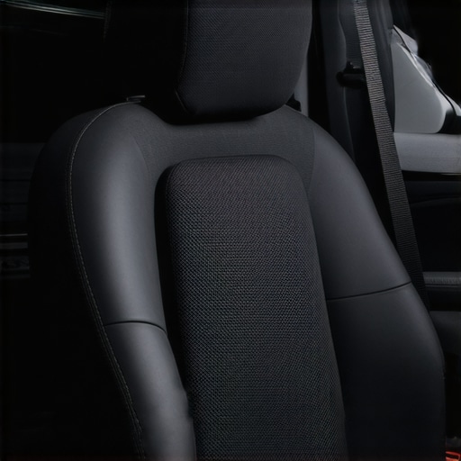Close-up of an ergonomic lumbar support cushion in a car seat for better driving posture