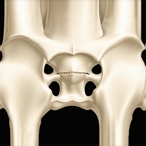 Detailed Hip Joint Mechanics and Impingement Medical illustration showing how the femoral head interacts with the hip socket during movement.