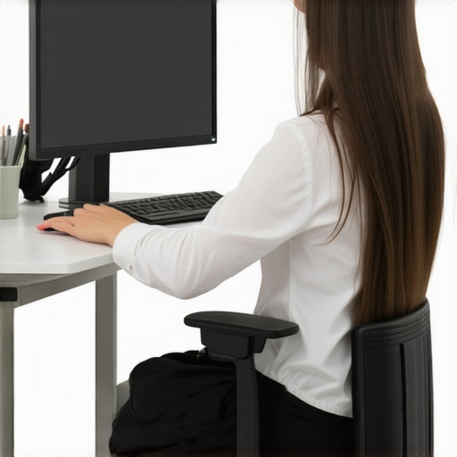 A person demonstrating healthy movement variability while sitting at a desk.