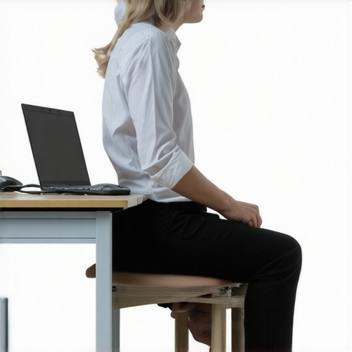 Dynamic Posture vs Static Rigidity An illustration showing a person moving naturally at a desk to avoid static postural loading and jaw tension.