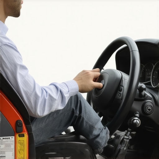 Ergonomic Driving Posture for Long Trips Diagram of a driver sitting with a slightly bent knee and relaxed shoulder position for car travel.