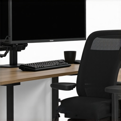Essential Ergonomic Setup for Posture Maintenance A modern ergonomic office setup designed to support spinal health and maintain posture.