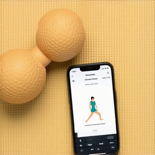 Essential Tools for Spinal Maintenance A peanut massage ball and a smartphone app used for daily back mobility and posture tracking.