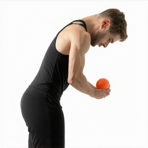 Lacrosse Ball Mobility Drill Person using a lacrosse ball for upper back trigger point therapy