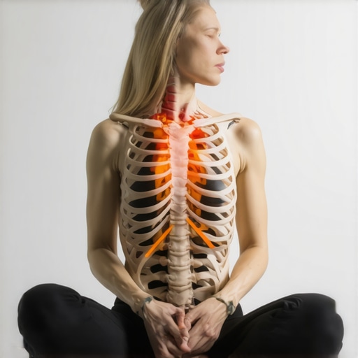 Man demonstrating lateral rib expansion to relieve chest tension