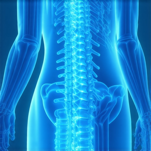 Illustration showing how the nervous system controls muscle stiffness to protect the spine.