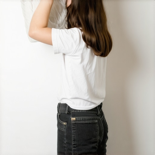 A person performing the wall test for pillow height alignment