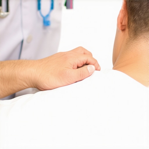 Professional Targeted Spinal Adjustment Hands of a chiropractor performing a targeted spinal adjustment on a patient