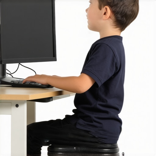 Proper Ergonomic Desk Setup for Children A child sitting with correct posture at a desk to prevent back pain