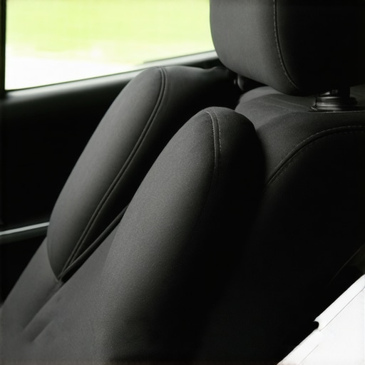 Close up of a lumbar roll supporting the lower spine in a vehicle seat to prevent sciatica.