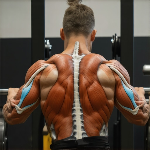 Anatomical diagram of shoulder blades retracted during a bench press setup