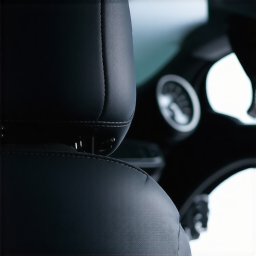 Properly Aligned Car Headrest for Spinal Safety A car headrest adjusted to align with the top of the ears to prevent whiplash.