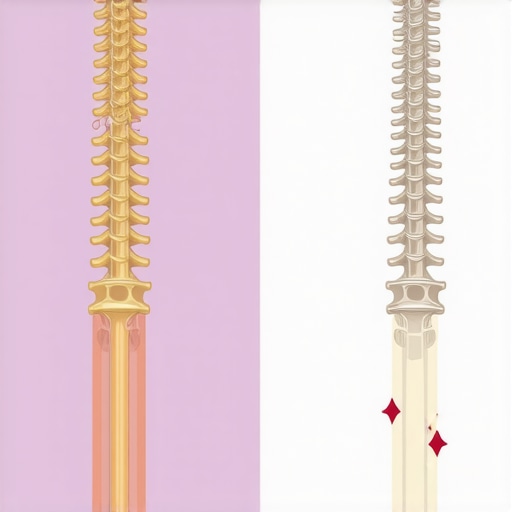 Diagram comparing rigid posture stress and neutral spinal alignment for better height and mobility.