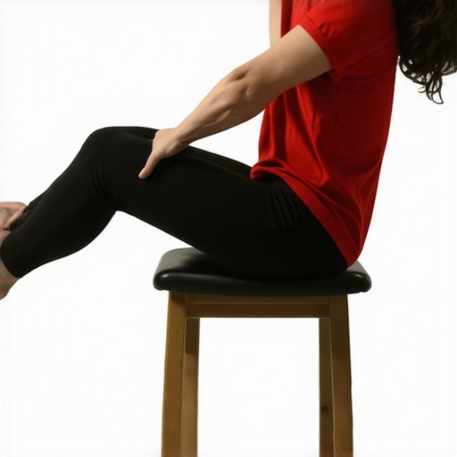 A person performing a nerve flossing exercise on a chair to relieve back pain.