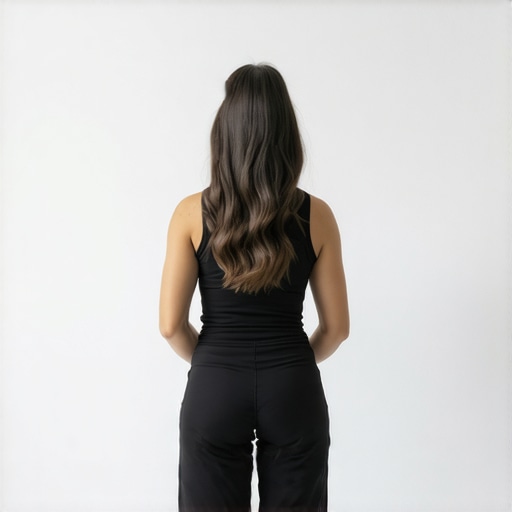 A person assessing their posture by standing against a flat wall to identify shoulder height differences.